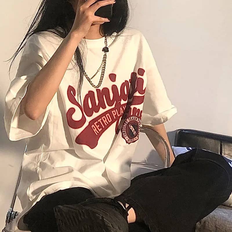 Women's Soft Cotton Printed Oversized Drop Shoulder T Shirt