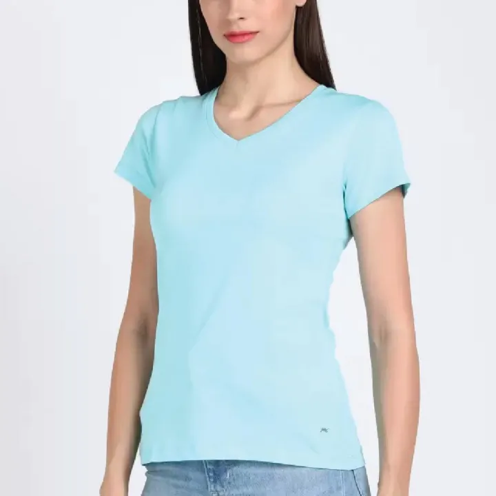 Premium V-Neck T-Shirt for Women and Girls, Imported, Super Soft Spandex
