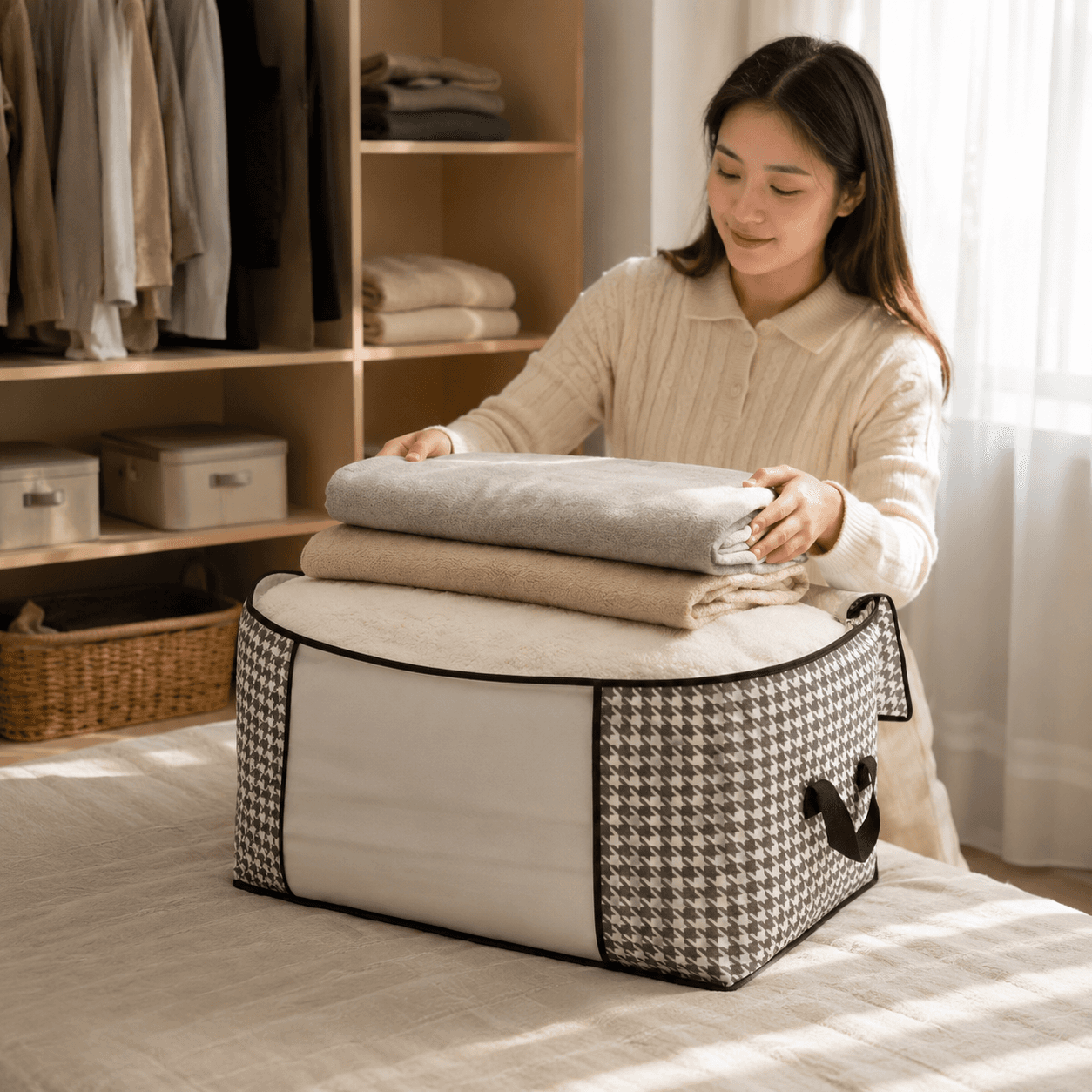 Premium Printed Quilt & Cloth Storage Bag