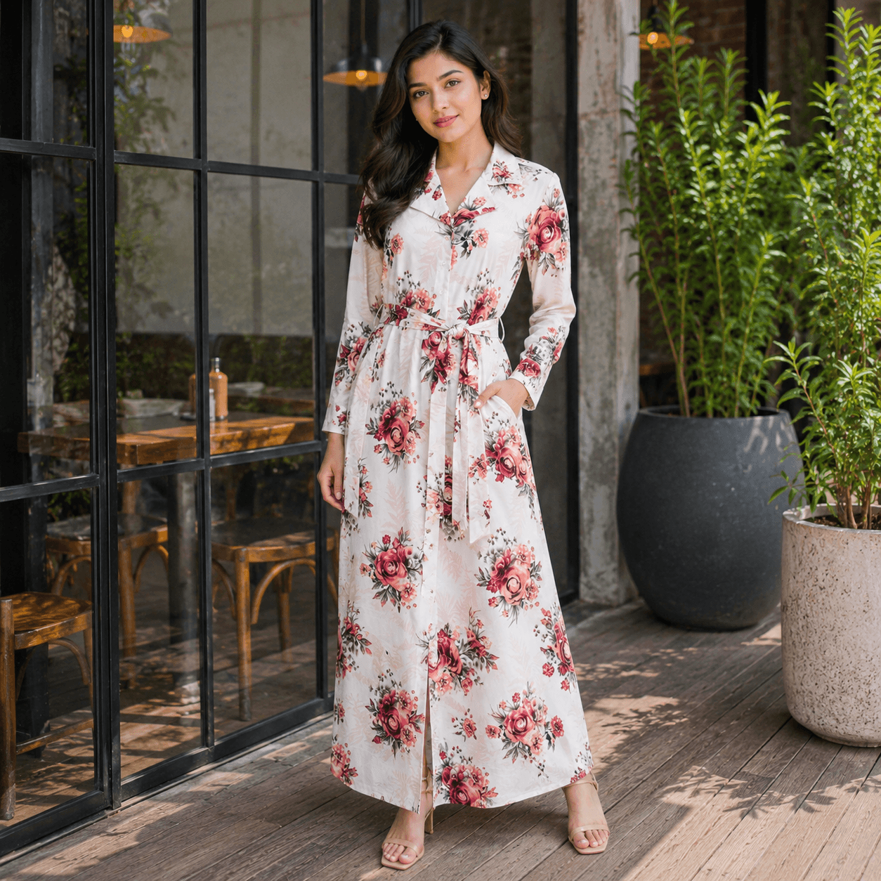 Women's Royal Silk Printed Gown