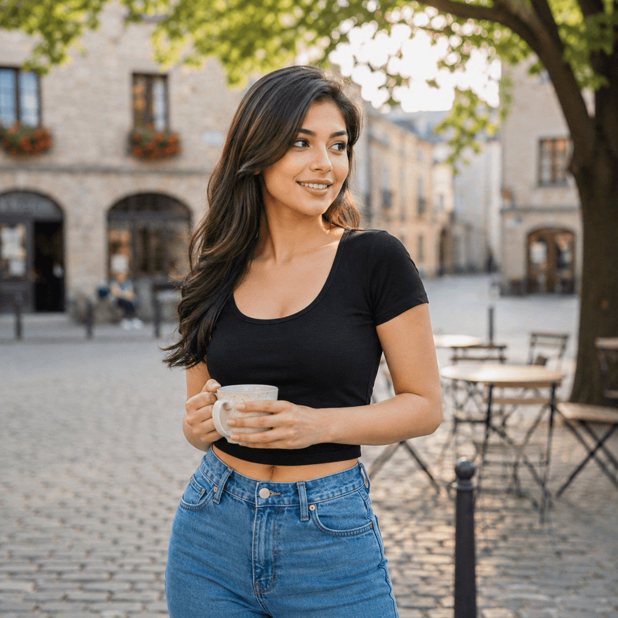 Cotton Scoop Neck Crop Top