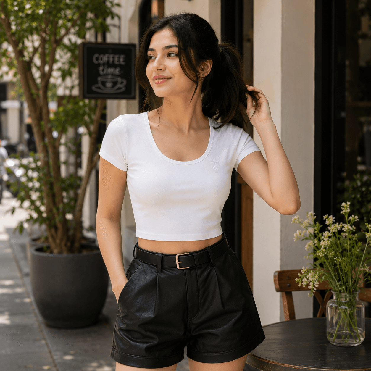 Premium Scoop Neck Crop Top