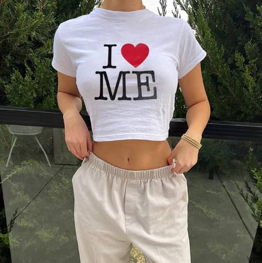 Korean Style Graphic Crop Top