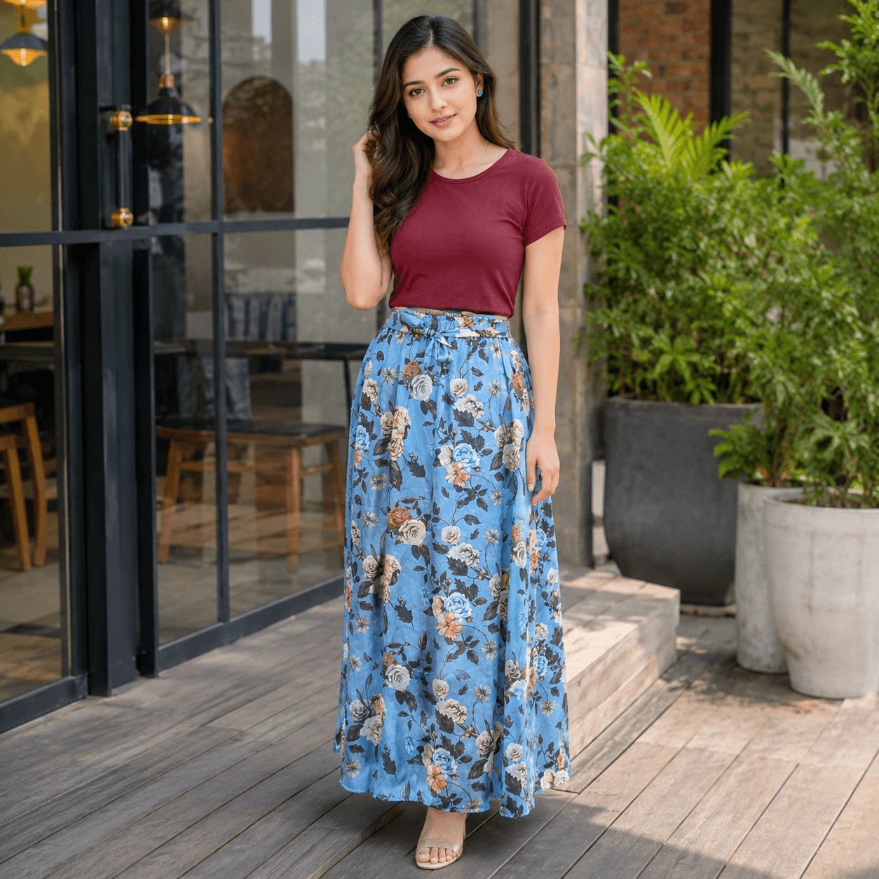 Women's Royal Silk Maxi Skirt