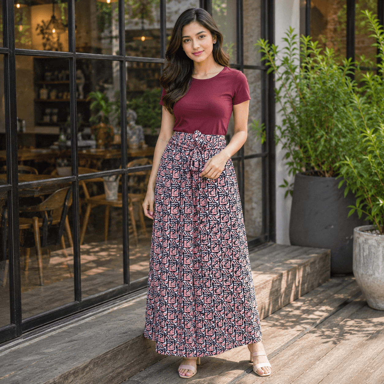 Women's Premium Printed Silk Skirt