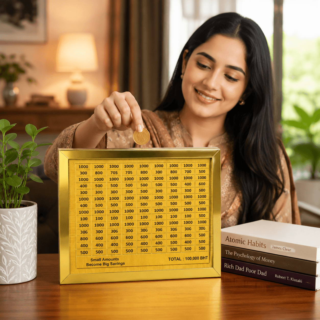 Wooden Coin Bank - Stylish Money Saving Box for Home