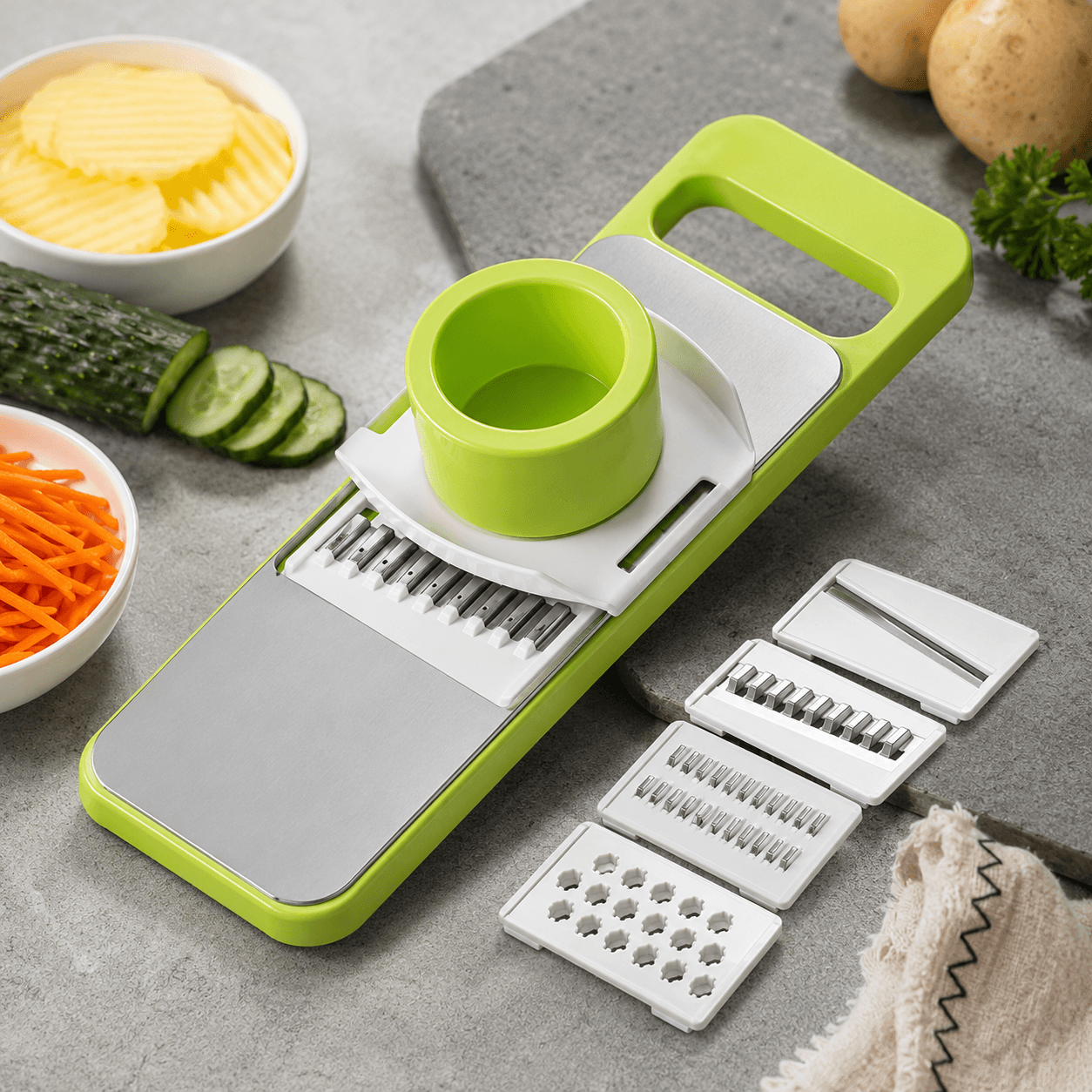 Stainless Steel Multi-Blade Vegetable Cutter & Slicer