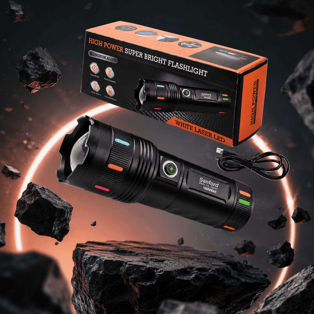 Sanford 30000mAh Rechargeable LED Flashlight