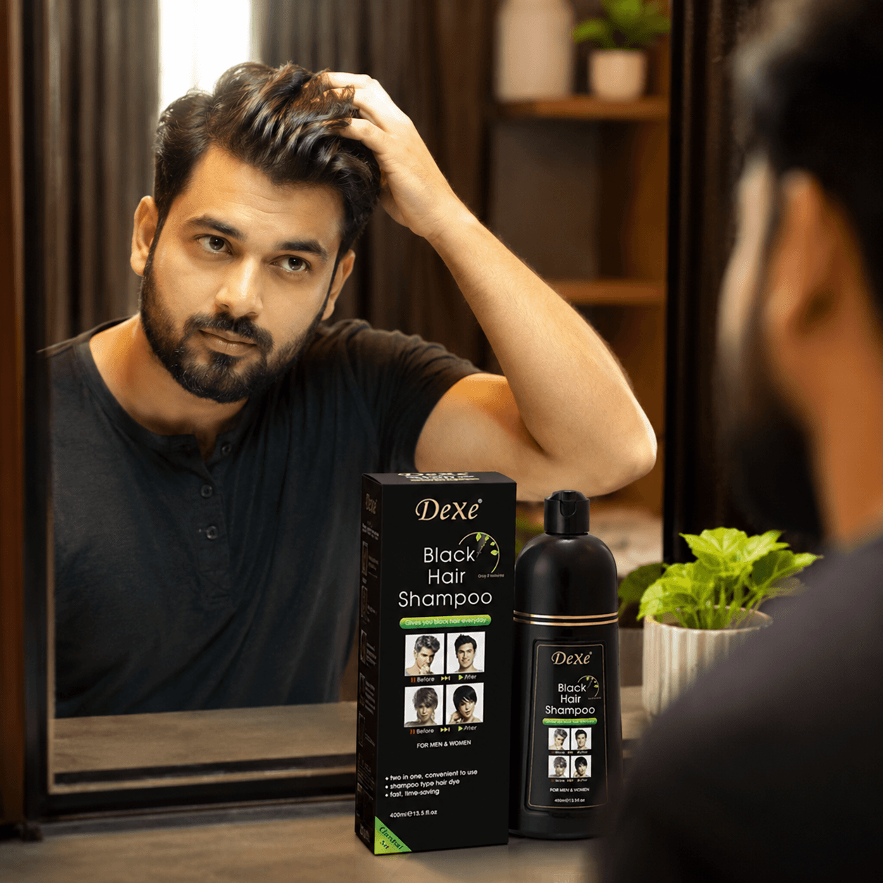 Dexe Black Hair Color Shampoo