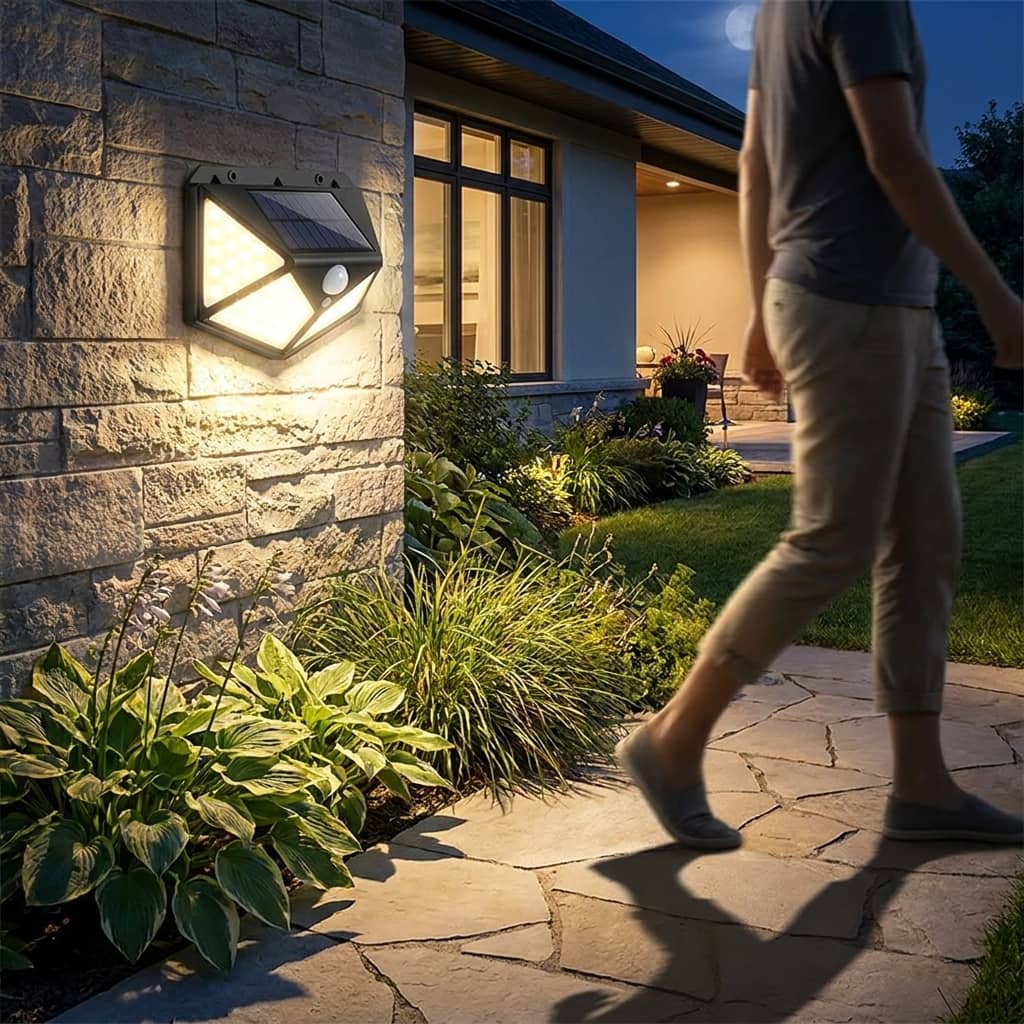 Solar 100 LED Motion Sensor Wall Lamp