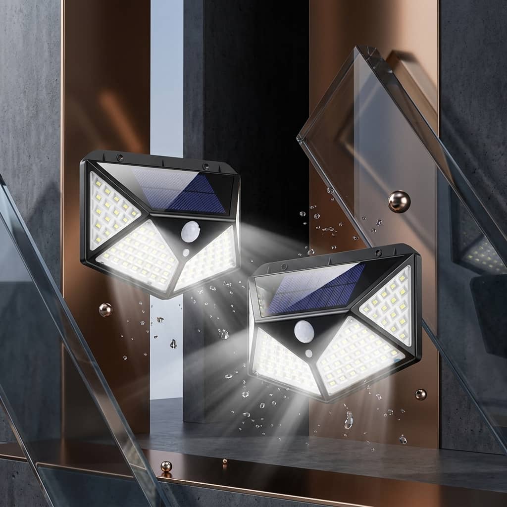 Solar 100 LED Motion Sensor Wall Lamp