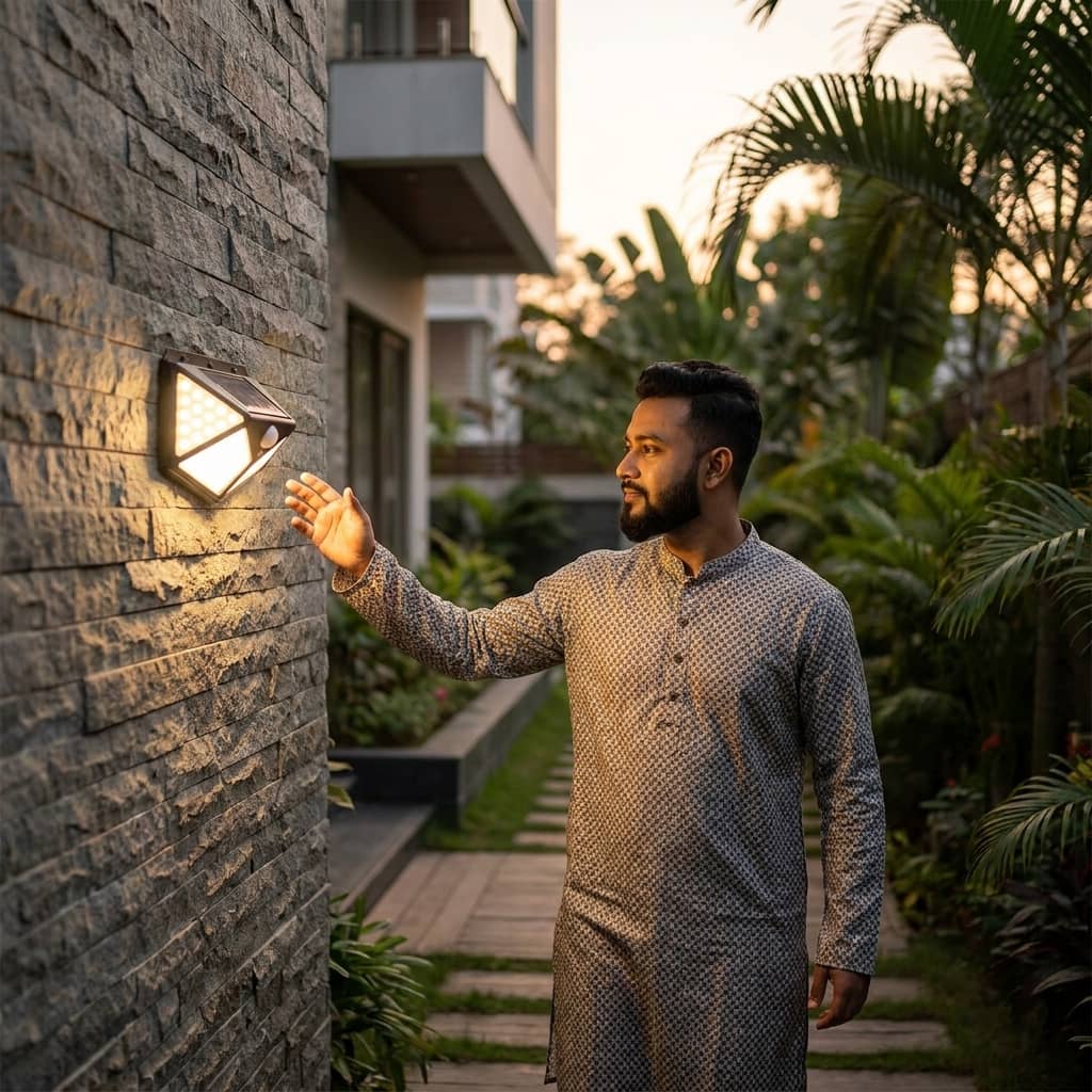 Solar 100 LED Motion Sensor Wall Lamp