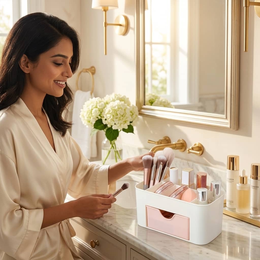 Multi-Compartment Makeup Organizer