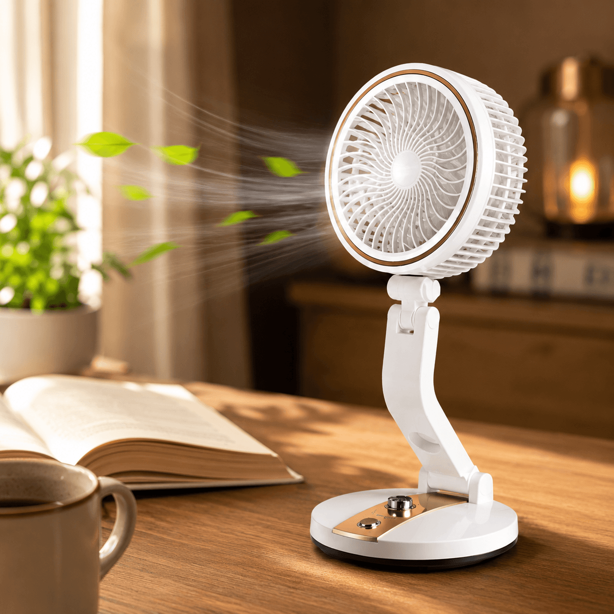 Rechargeable Folding Fan with LED Light