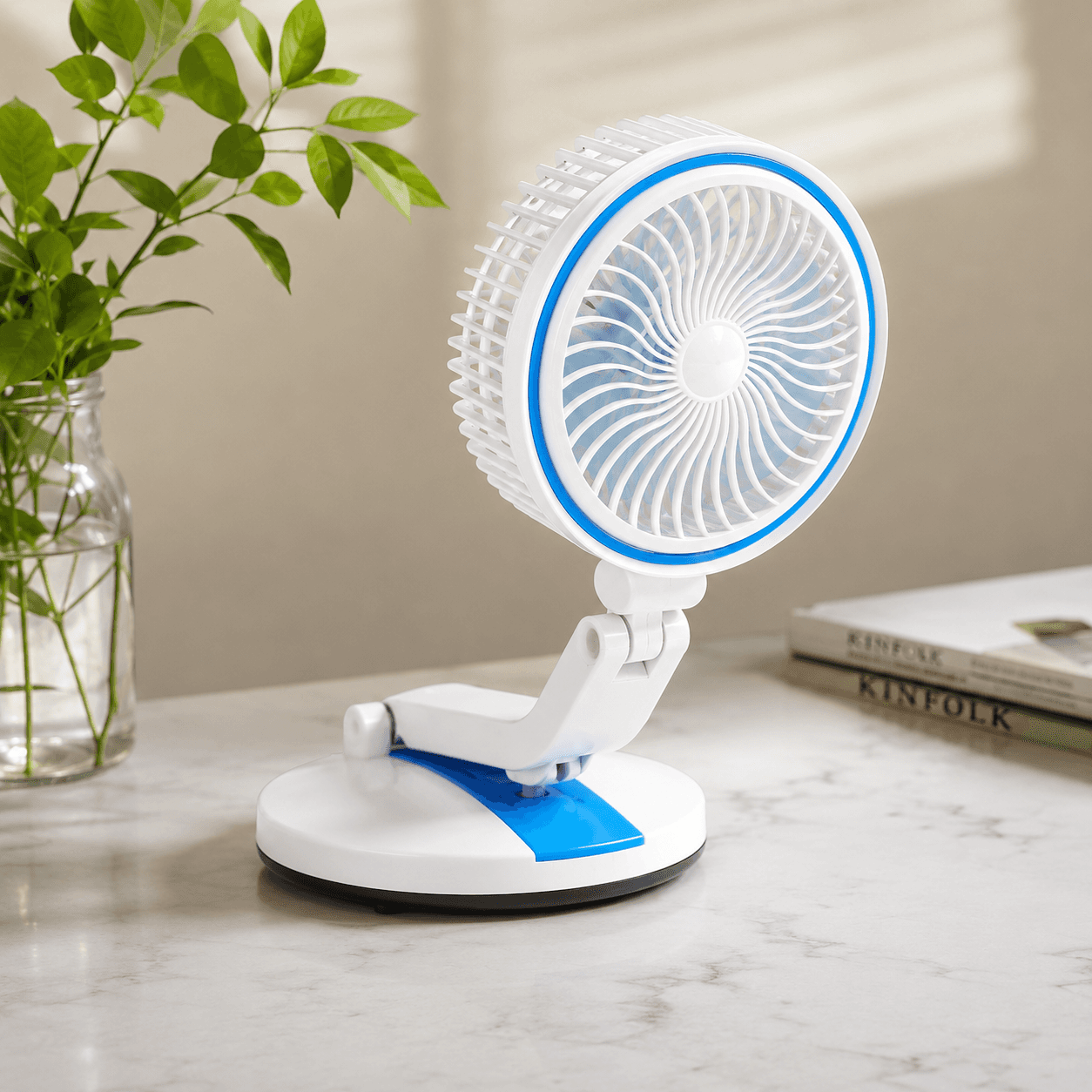 Rechargeable Folding Fan with LED Light