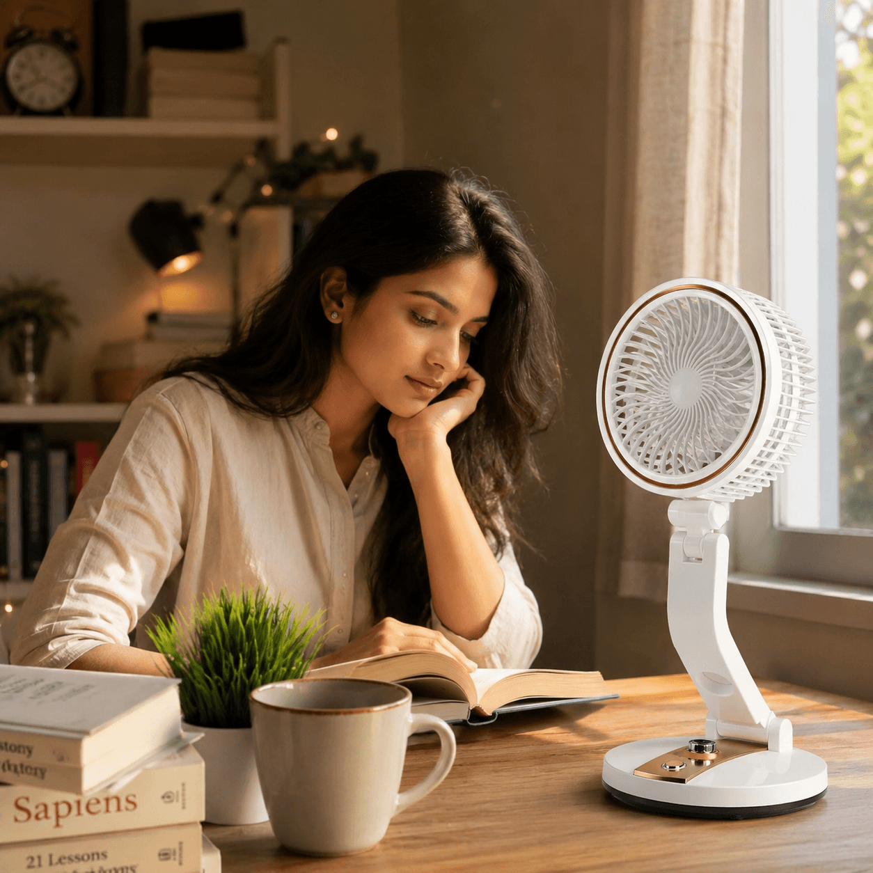 Rechargeable Folding Fan with LED Light