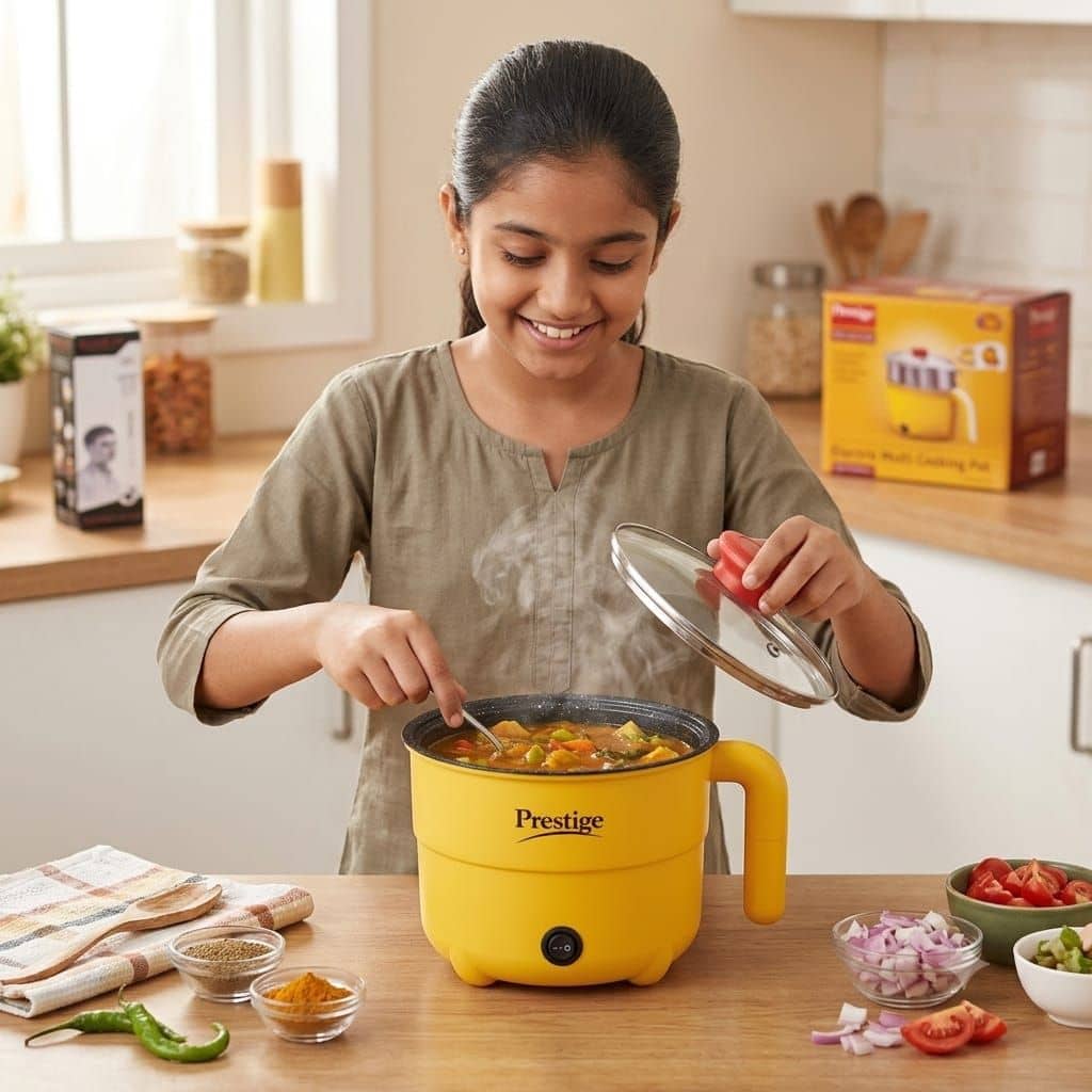 Prestige 2L Electric Multi Cooker – Mini Rice Cooker for Rice, Soup, Noodles & Steaming