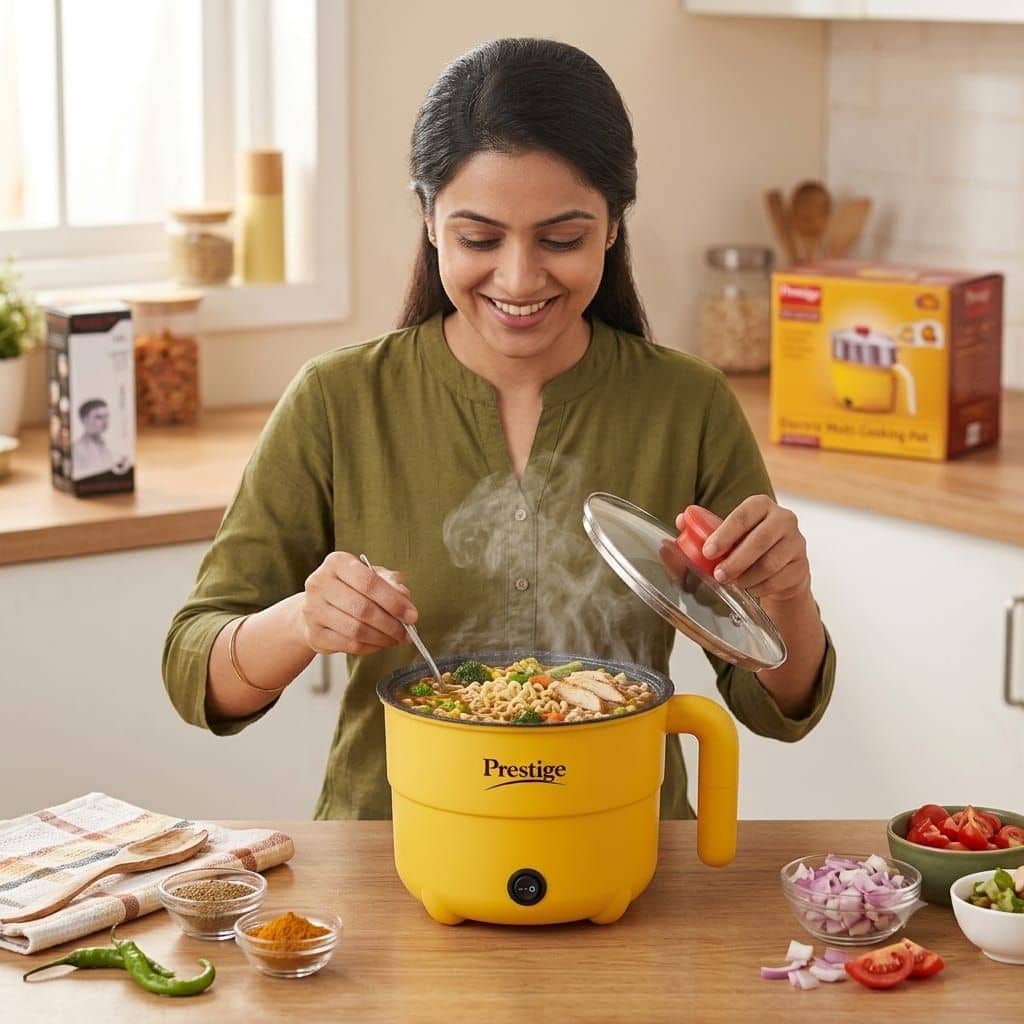 Prestige 2L Electric Multi Cooker – Mini Rice Cooker for Rice, Soup, Noodles & Steaming
