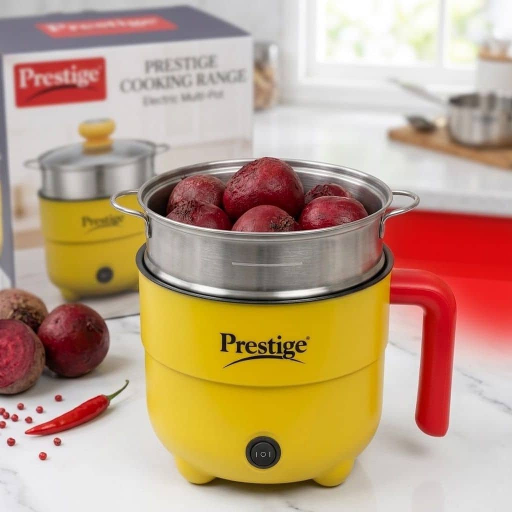 Prestige 2L Electric Multi Cooker – Mini Rice Cooker for Rice, Soup, Noodles & Steaming