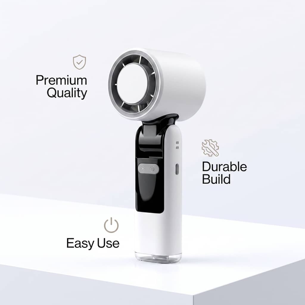 K801 Handheld Foldable Cooling Fan with LED Display | 2500mAh Rechargeable Fan