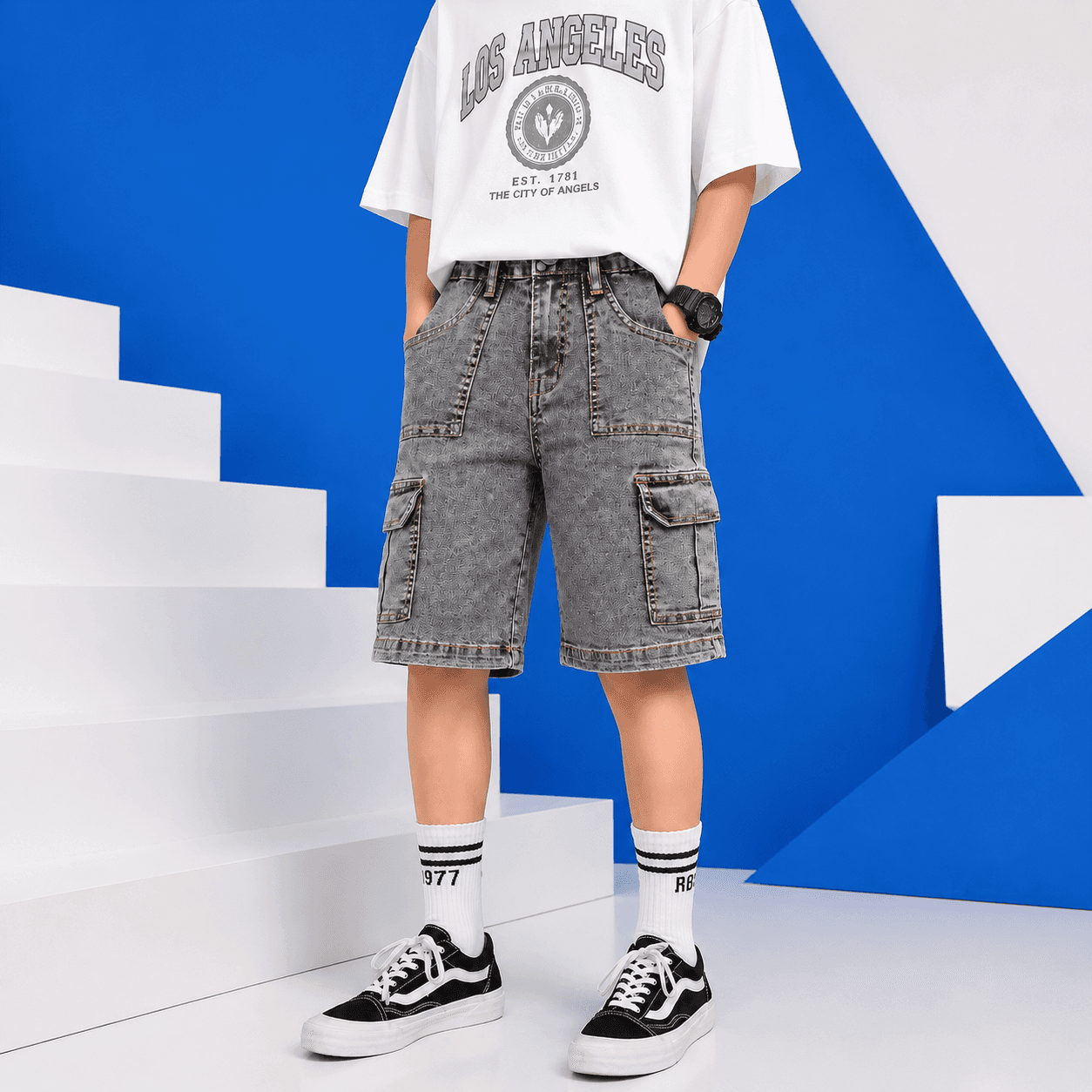 Premium Boys Denim Cargo Style Pant with 6 Pockets – Casual Daily Wear