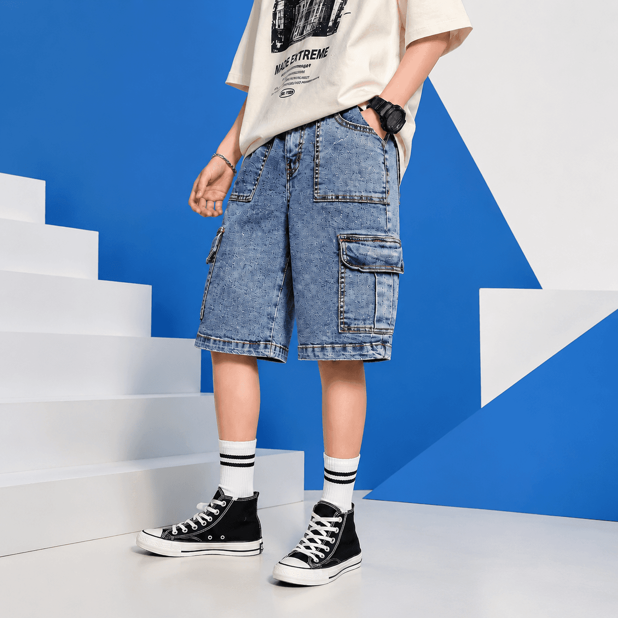 Boys Washed Denim Pant with 6 Functional Pockets – Premium Casual Wear