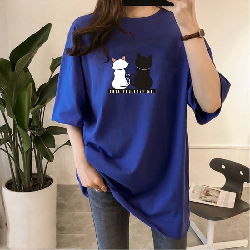 Women's Street Style Oversized Printed Drop Shoulder T Shirt