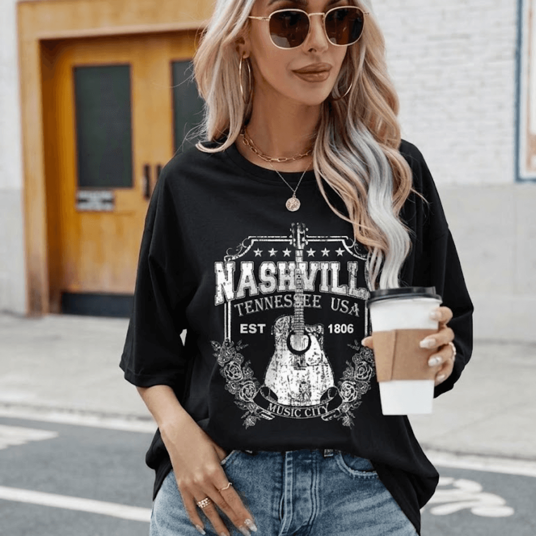 Women's Trendy Oversized Drop Shoulder Graphic T Shirt