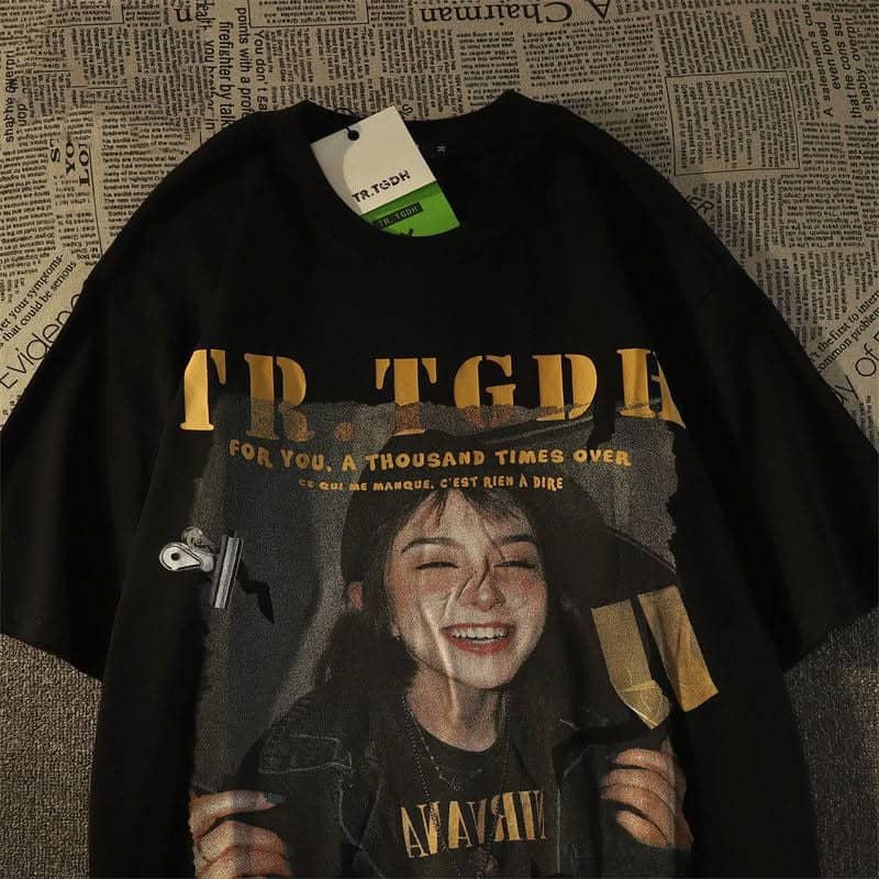 Women's Trendy Printed Oversized Casual Tee