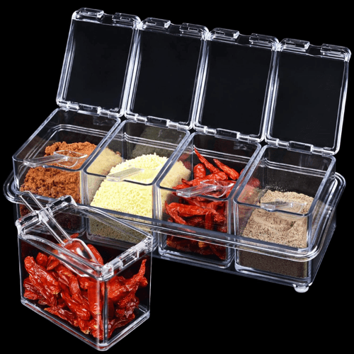 4 Spice Crystal Seasoning Box for Kitchen 4pcs Spice Rack Transparent Crystal Seasoning Box With Spoons Galaxy Paradise