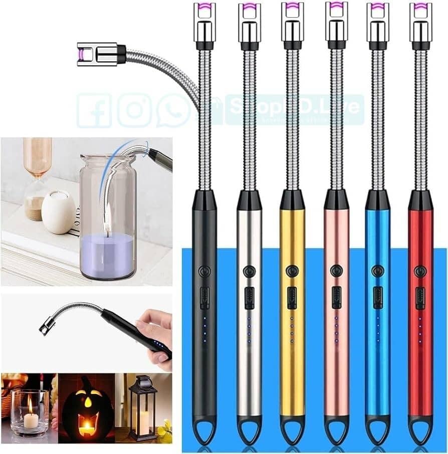 360° Flexible Electric Arc BBQ Lighter – USB Rechargeable Windproof & Flameless Plasma Pulse Igniter with Bendable Neck