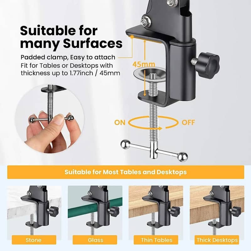 Overhead Tripod Mount Articulating Arm,Cell Phone Holder, Arm Stand Accessory for Video Recording Live