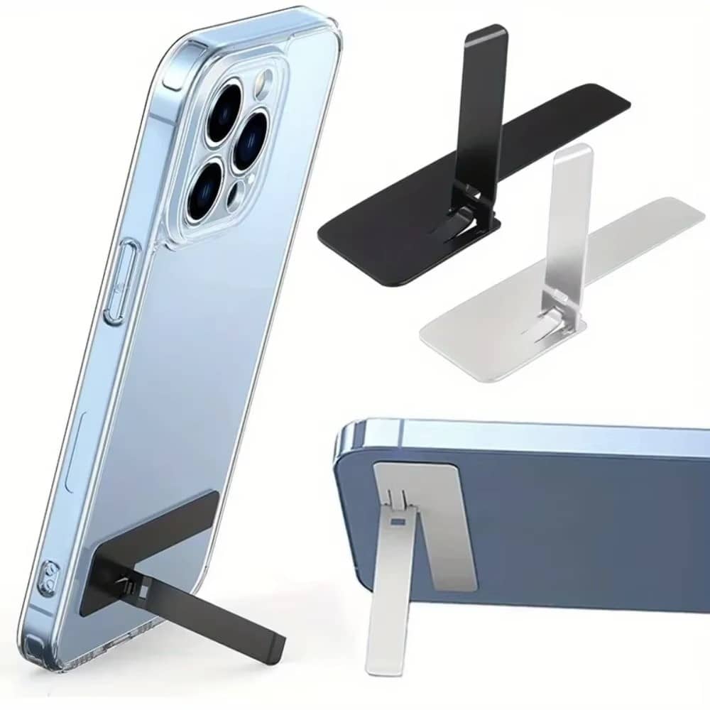 Ultra Thin Mini Phone Kickstand Universal Desktop Holder Stand Metal Steel Folding Desk Bracket for iPhone/Samsung