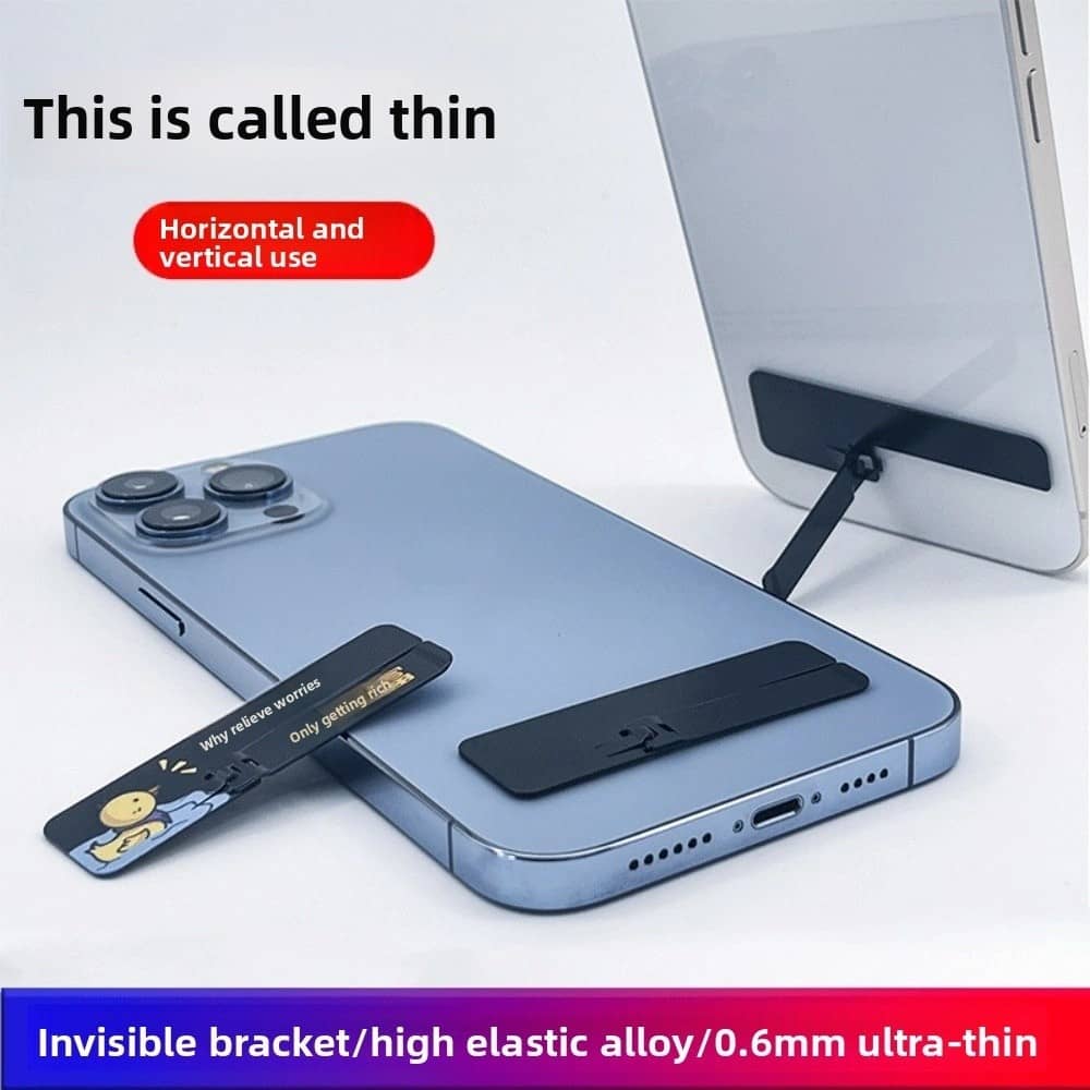 Ultra Thin Mini Phone Kickstand Universal Desktop Holder Stand Metal Steel Folding Desk Bracket for iPhone/Samsung