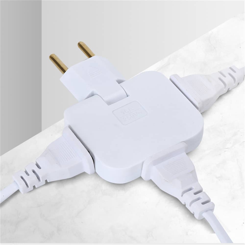 3-in-1 Multi Plug Adapter Socket | EU to BD Converter | 180° Rotating Travel AC Adapter | High Power 3 Socket Extension | Multicolor