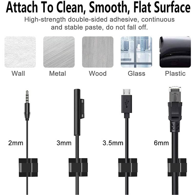 Self Adhesive Cable Clips Organizer USB Mobile Data Charger Cable Wire Holder Clamp Cord Management Wire Winder Buckle Clips Ties Fixer Fastener