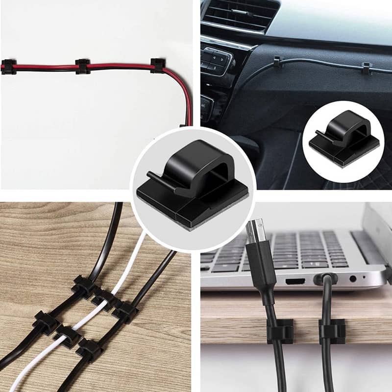 Self Adhesive Cable Clips Organizer USB Mobile Data Charger Cable Wire Holder Clamp Cord Management Wire Winder Buckle Clips Ties Fixer Fastener