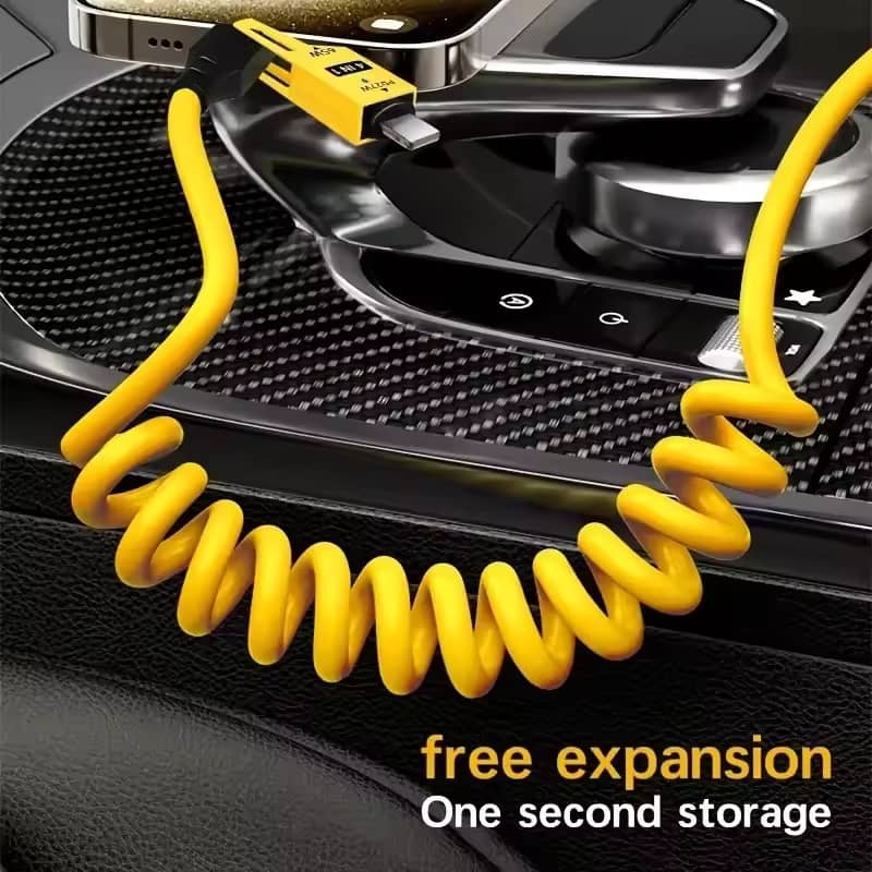 4-in-1 65W typ-C Spring Fast Charging Cable (6A Short Cord)