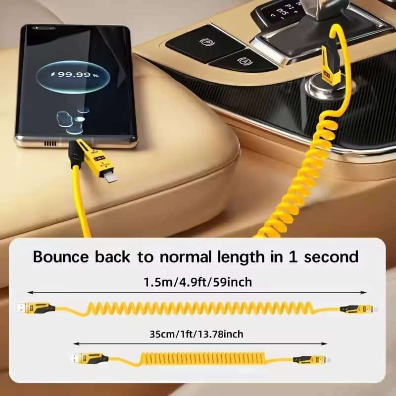 4-in-1 65W typ-C Spring Fast Charging Cable (6A Short Cord)