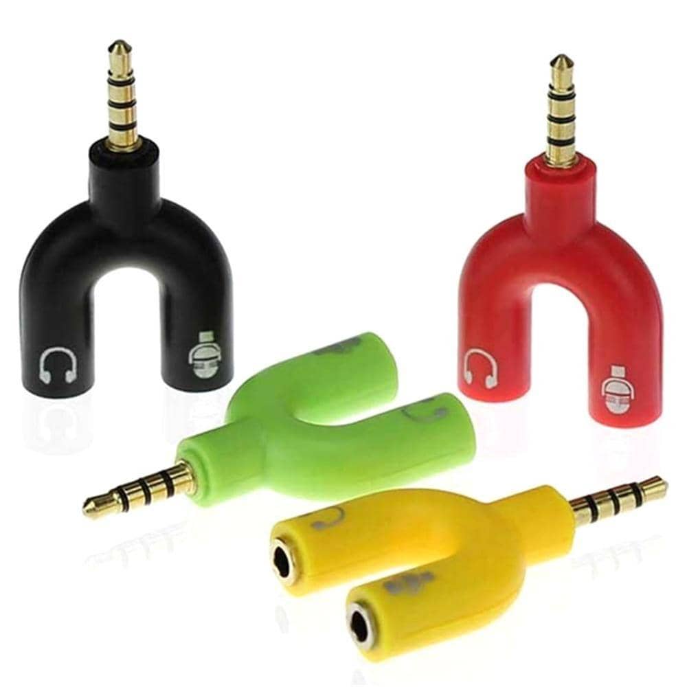 Caicen 3.5mm Audio Jack to Headphone Microphone 2 Way U Splitter Converter Adaptor 1Pcs