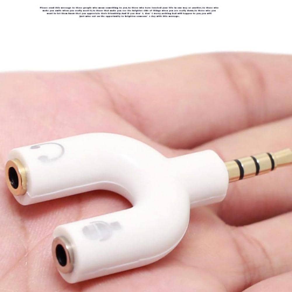 Caicen 3.5mm Audio Jack to Headphone Microphone 2 Way U Splitter Converter Adaptor 1Pcs