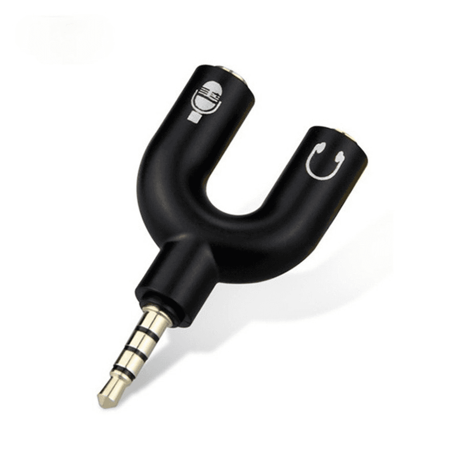 Caicen 3.5mm Audio Jack to Headphone Microphone 2 Way U Splitter Converter Adaptor 1Pcs