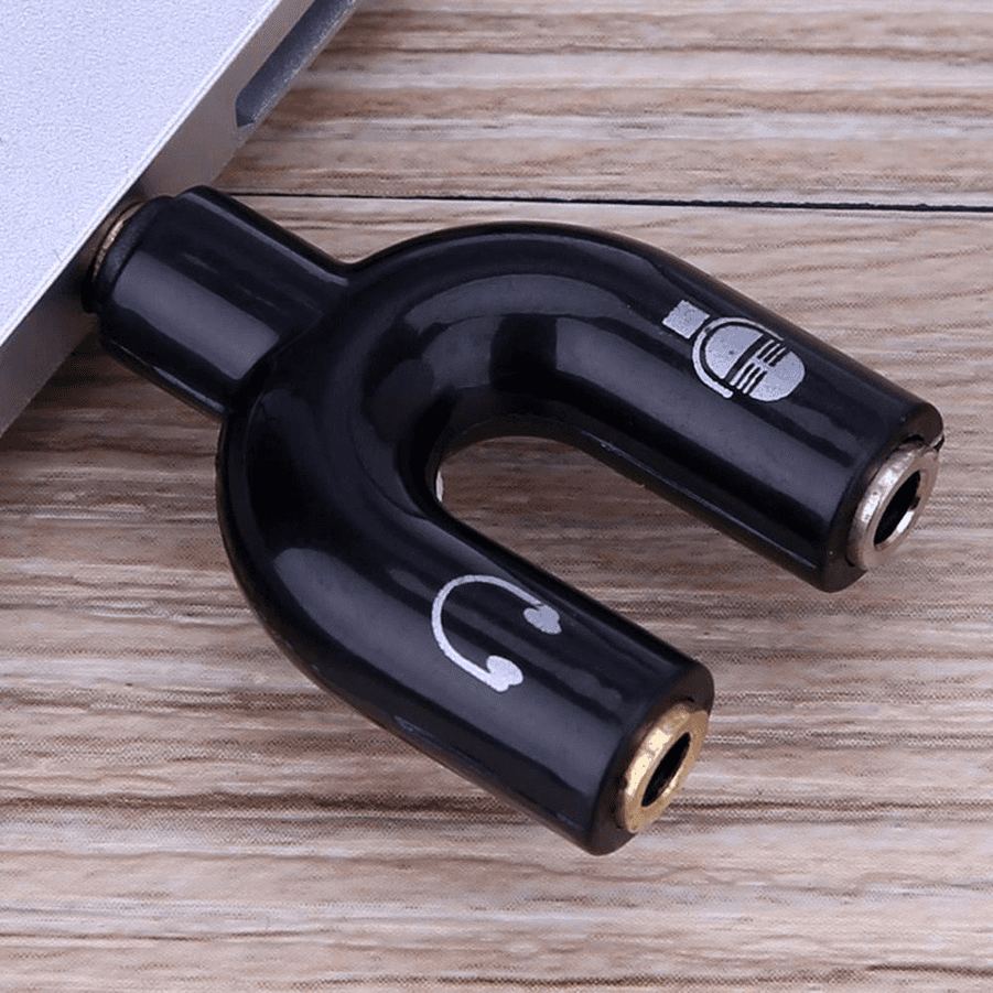 Caicen 3.5mm Audio Jack to Headphone Microphone 2 Way U Splitter Converter Adaptor 1Pcs